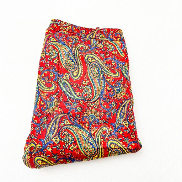 Ralph Lauren Red Petites Paisley Printed Slack Pants Size 8P EUC - Picture 1 of 7